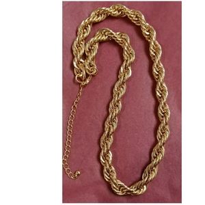 I AM GOLD PLATED THICK CHAIN ROPE NECKLACE LIGHTWEIGHT 18 INCHES WITH EXTENSION